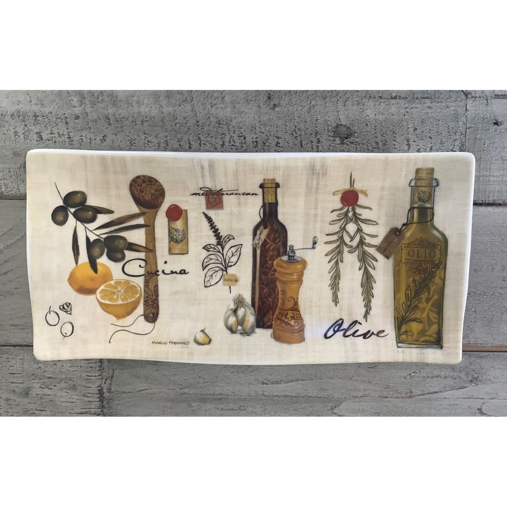 Cypress Home Mediterranean, Olive, Cucina Ceramic‎ Serving/Olive Oil Plate